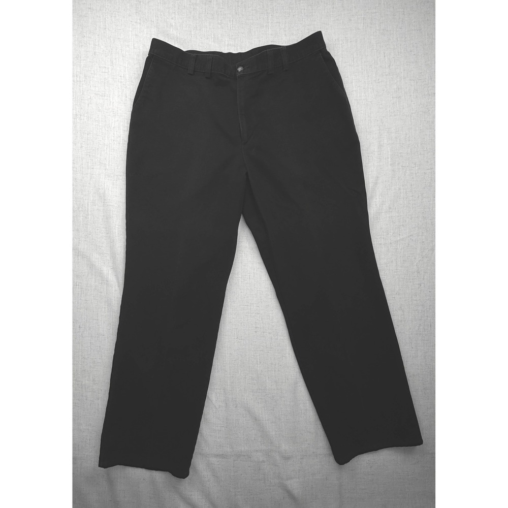 Haggar Chino Pants Mens 36x29 Black 100% Cotton Straight Leg Workwear Classic